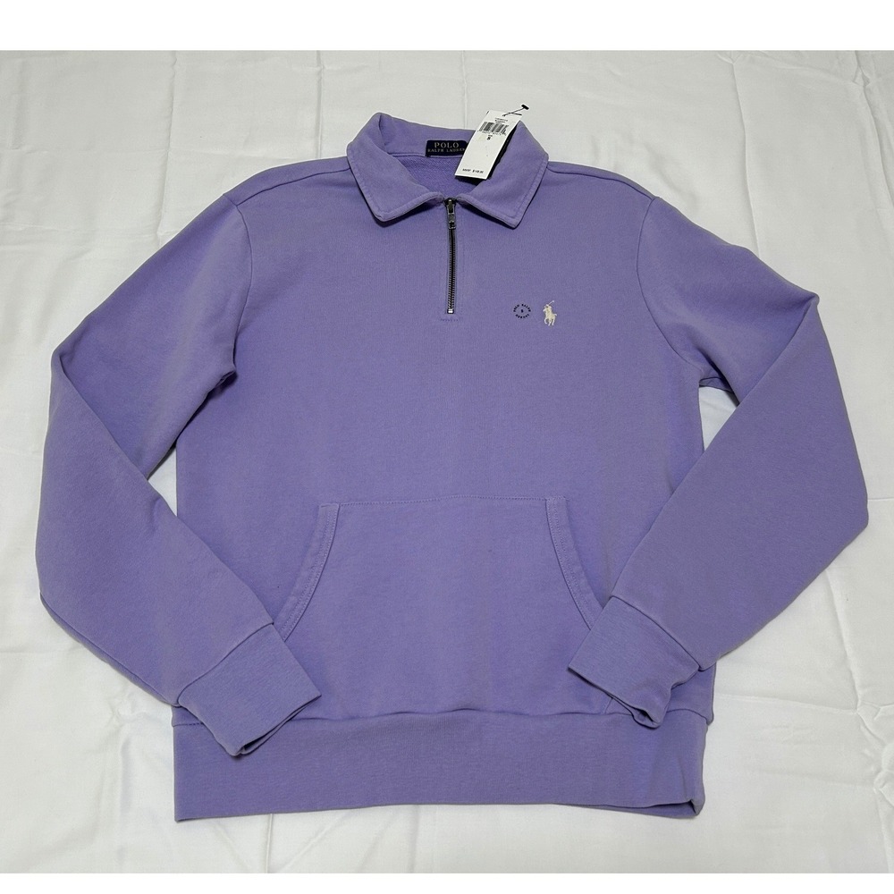 Polo Ralph Lauren Mens Purple Quarter Zip Pullover Sweatshirt Pony Logo NWT S